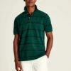Green Classic Fit Striped Polo -UK Clothing Sales 2024 U75388s