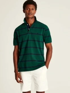 Green Classic Fit Striped Polo