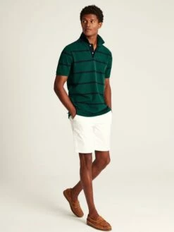 Green Classic Fit Striped Polo -UK Clothing Sales 2024 U75388s3