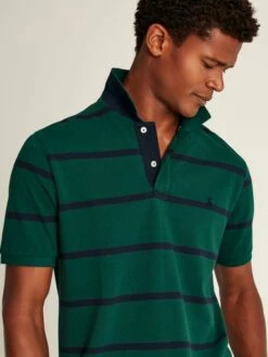 Green Classic Fit Striped Polo -UK Clothing Sales 2024 U75388s4