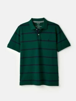 Green Classic Fit Striped Polo -UK Clothing Sales 2024 U75388s5