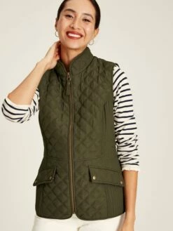 Green Showerproof Diamond Quilted Gilet -UK Clothing Sales 2024 U75407s3