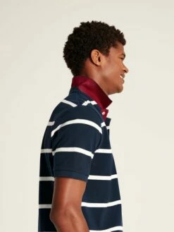 Navy Blue Classic Fit Striped Polo -UK Clothing Sales 2024 U75497s4