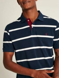 Navy Blue Classic Fit Striped Polo -UK Clothing Sales 2024 U75497s5