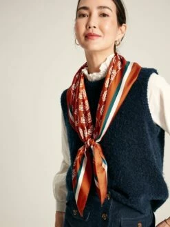 Burnt Orange Silk Square Scarf