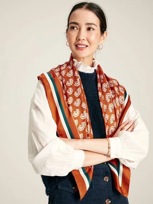 Burnt Orange Silk Square Scarf 5 Burnt Orange Silk Square Scarf - Image 3